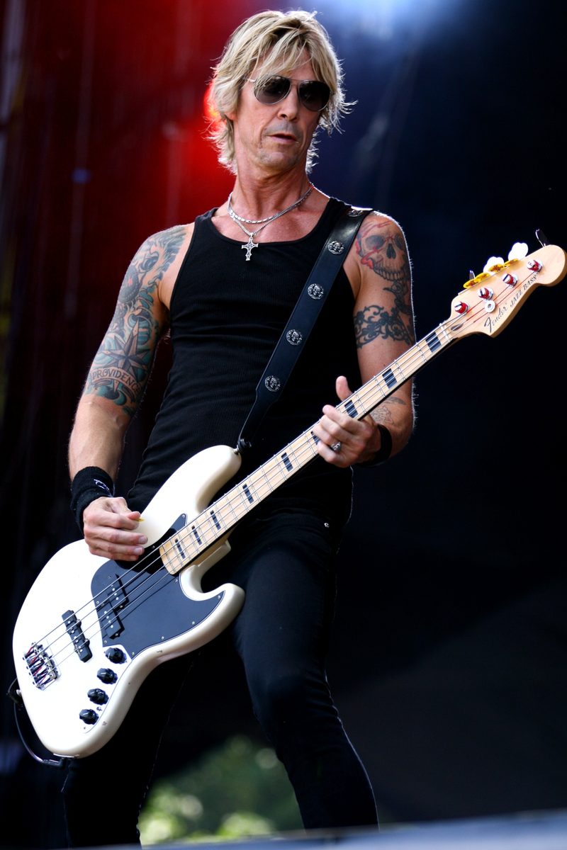 Guns N' Roses bassist Duff McKagan with his Fender bass, playing with Walking Papers at Rock im Park, Nuremberg, Germany, 8 June 2014.