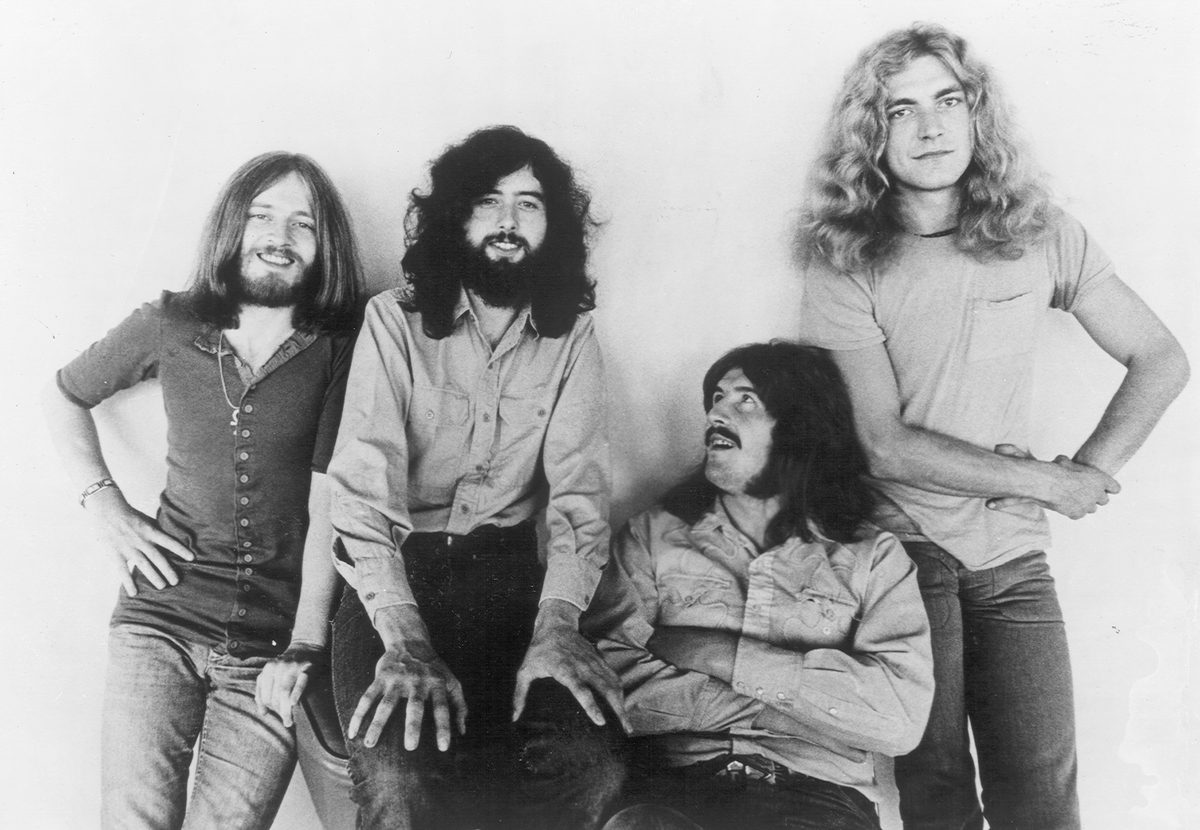 Led Zeppelin in a 1971 Atlantic Records promotional photo: John Paul Jones, Jimmy Page, John Bonham and Robert Plant (left to right).
