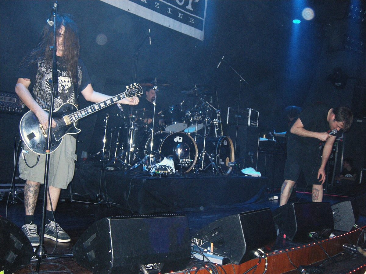 Napalm Death on stage aboard the Close-Up boat in Sweden, 10 February 2011.