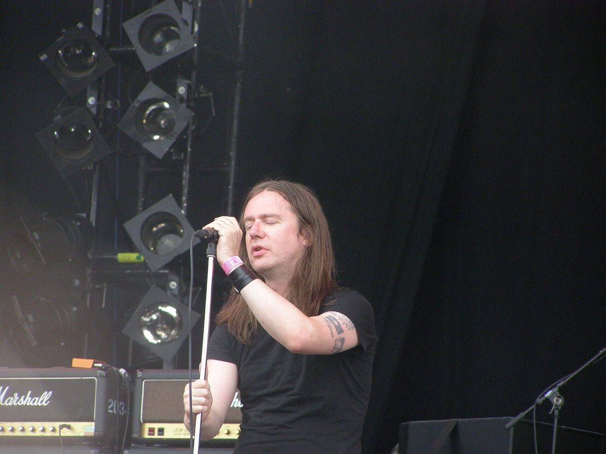Lee Dorrian, who sang on Napalm Death's Scum (1987), performing with Cathedral at Wacken Open Air, Germany, 2 August 2009.