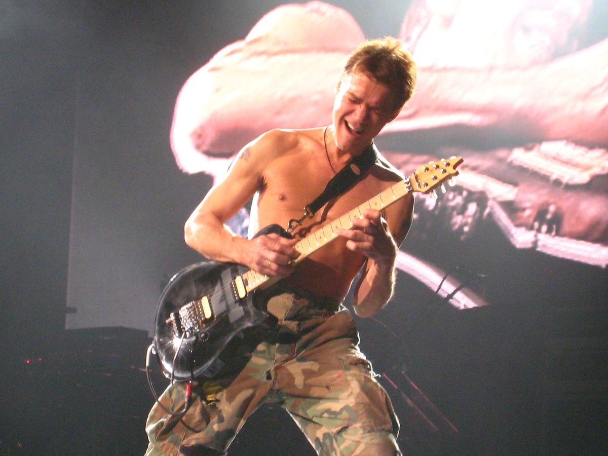 Eddie Van Halen playing Eruption at the Bell Centre, Montreal, on 10 November 2007, on the reunion tour with David Lee Roth and Wolfgang Van Halen.